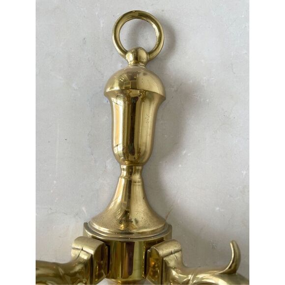 Vintage Dutch Colonial Brass Two Arm Sconce - Picture 3 of 6